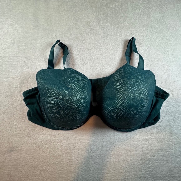 Cacique Other - Cacique Teal Green Geometric Lace Full Coverage Underwire Bra 50D